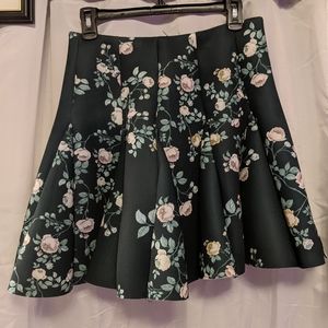 LC Lauren Conrad Runway dark green floral skirt